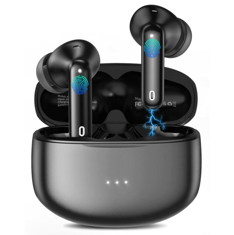 A40 Pro Wireless Earbuds, 50Hrs Playtime Bluetooth Earbuds Built in Noise Cancellation Mic with Charging Case, Bluetooth Headphones with Stereo Sound, IPX7 Waterproof Ear Buds for iPhone